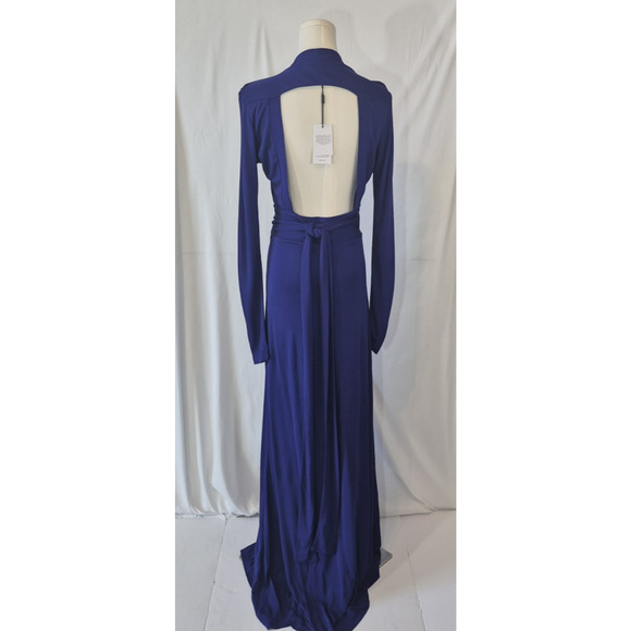 New w/Tags REISS Bailey-Jersey Cobalt Blue Plunge Neck Maxi Dress US 6 RT $475 - Picture 10 of 14